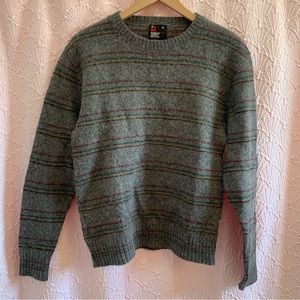 Vintage Wool Striped Grey Knit Sweater